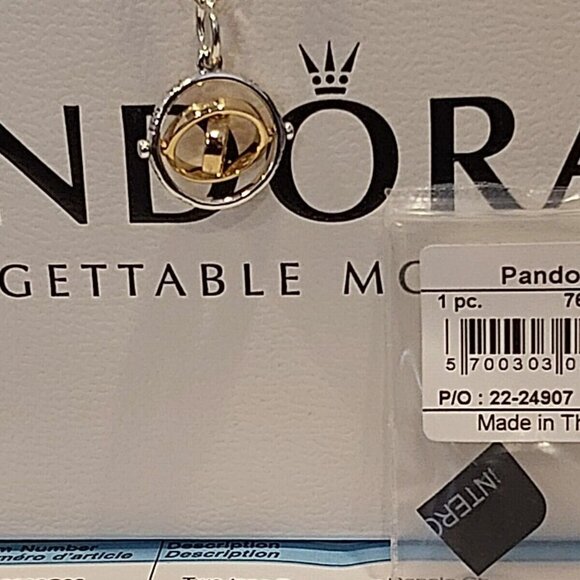 AUTHENTIC PANDORA TWO-TONE Fú Spinning Dangle Charm/Pendant 762536C00 - Picture 7 of 15